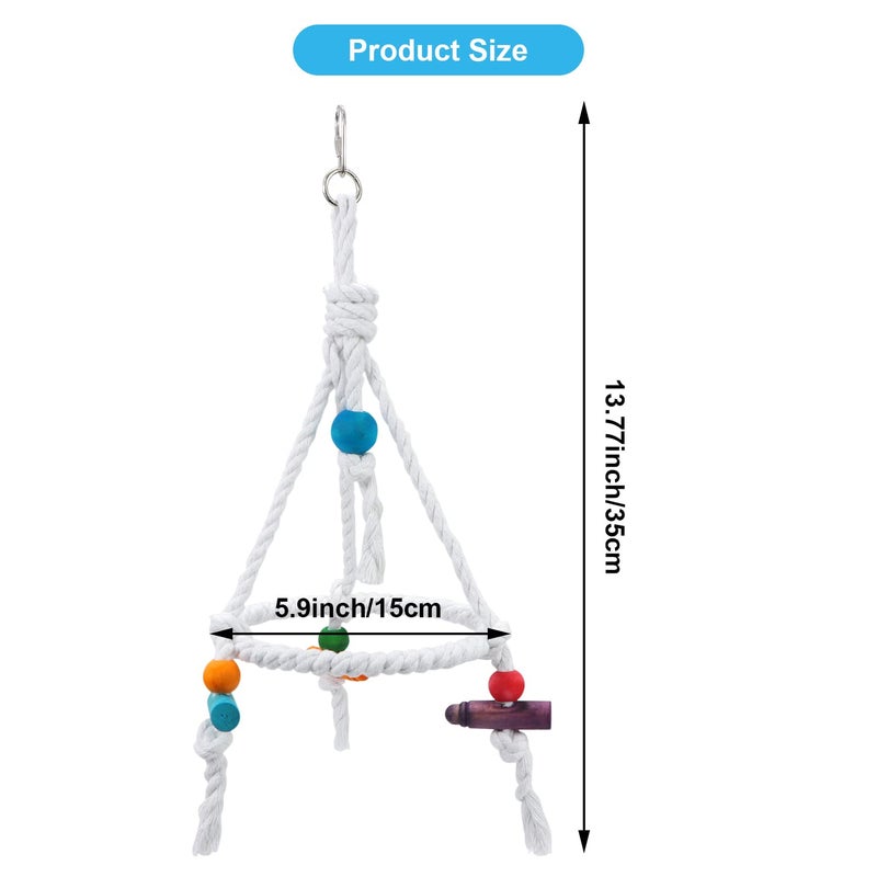 Litewoo Bird Parrot Cotton Swing Round Perch Stand with Chew Toy for Parakeet Budgie Cockatiel Finch Conure Canary Budgie - Image 2